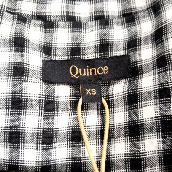 QUINCE XS 100% European Linen Button Front Dress in Classic Gingham Midi Belted - Picture 4 of 6
